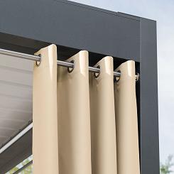 Zasłona gotowa na przelotkach GARDENIA 140x200 wodoodporna ogrodowa ciemnokremowa