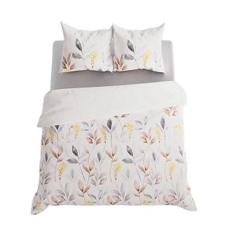 Komplet pościeli ZARIA z bawełny satynowej 220x200 biała jesienne gałązki