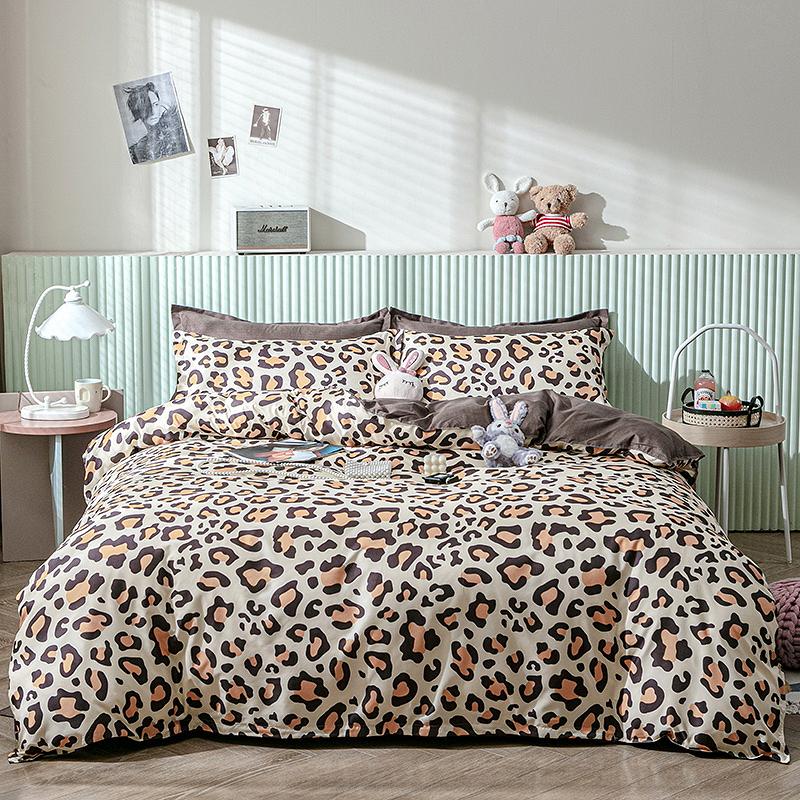 Komplet pościeli dwustronnej 160x200 kremowa beżowa brązowa panterka