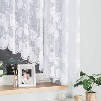 Firanka żakardowa gotowa na żabki NORA 300x160 biała