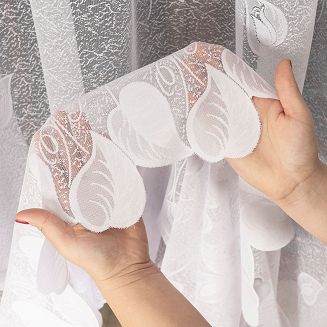 Firanka żakardowa gotowa na żabki NORA 300x160 biała