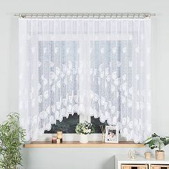 Firanka żakardowa gotowa na żabki NORA 300x160 biała