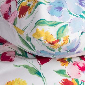 Pościel bawełniana COTTONLOVE 220x200 biała kolorowe polne kwiaty