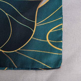 Pościel satyna bawełniana SATYNLOVE 140x200 szara w turkusowe złote liście