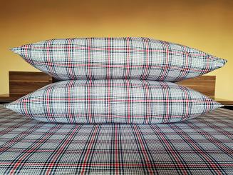 Pościel jersey 160x200 granatowa czerwona biała krata