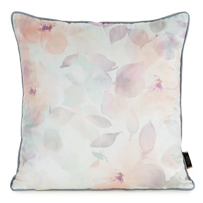 Poszewka dekoracyjna VELVET 148 45x45 Eurofirany biała nadrukiem pastelowych kwiatów