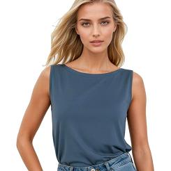 Koszulka damska na szerokich ramiączkach oversize Jakina granatowa