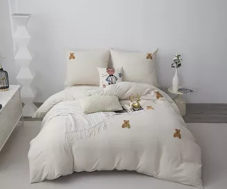 Beżowa Pościel w Misie 140x200 Cuty Misie