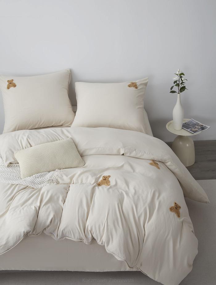 Beżowa Pościel w Misie 140x200 Cuty Misie