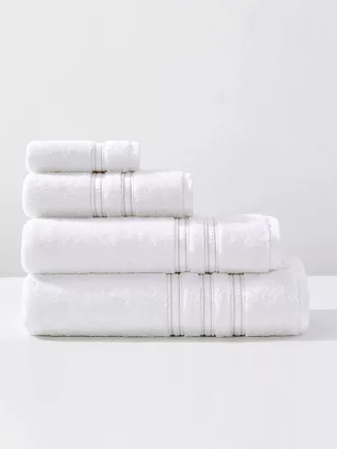 Ręcznik bambusowy Harmony 30x30 biały ze srebrną bordiurą