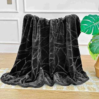 Koc akrylowy tłoczony LIV 200x220 gruby ciepły czarny