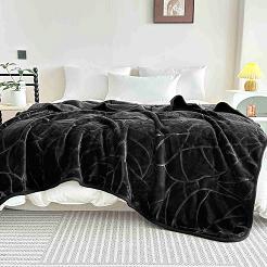 Koc akrylowy tłoczony LIV 200x220 gruby ciepły czarny