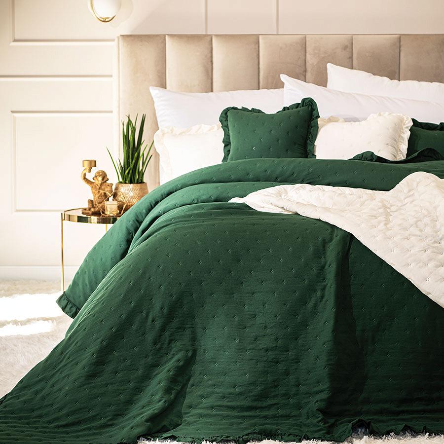 Narzuta dekoracyjna z falbaną WERONA 220x240 zielona