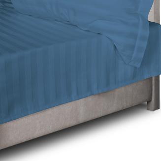 Prześcieradło satyna bambusowo-bawełniana STRIPE CORNFLOWER 160x240 Darymex jednokolorowe chabrowe