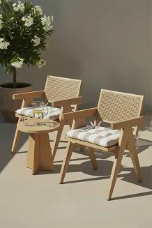 Beżowa Poduszka Siedzisko na Krzesło Ogrodowe 40x40 STRIPES