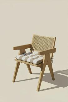 Beżowa Poduszka Siedzisko na Krzesło Ogrodowe 40x40 STRIPES