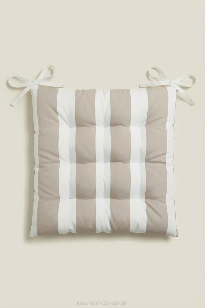 Beżowa Poduszka Siedzisko na Krzesło Ogrodowe 40x40 STRIPES