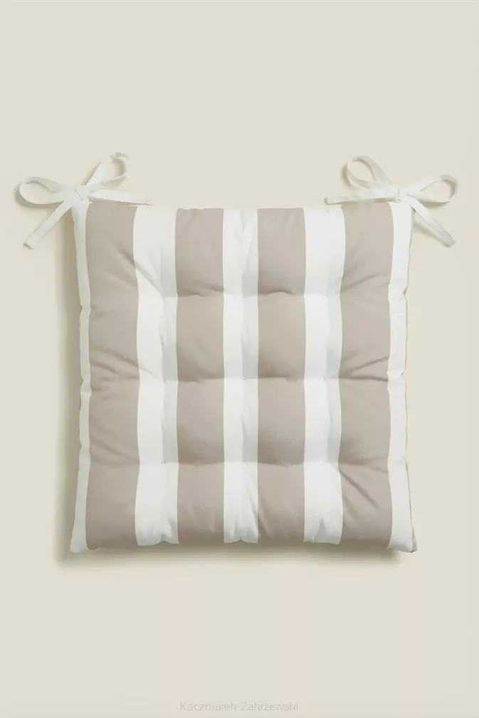 Beżowa Poduszka Siedzisko na Krzesło Ogrodowe 40x40 STRIPES