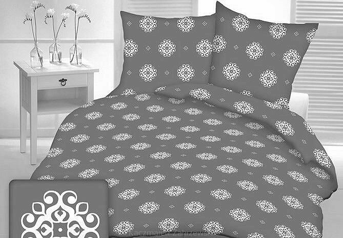Pościel z kory 100% bawełna 200x220 wzór ornament na szarości