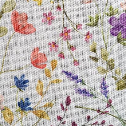 Obrus dekoracyjny wodoodporny ANNA 140x220 Eurofirany biały fioletowy polne kwiaty