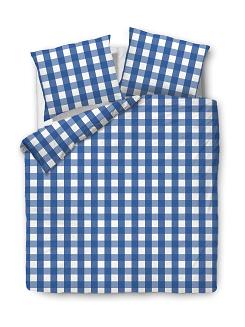 Pościel bawełniana 180x200 COTTONLOVE biała granatowa krata