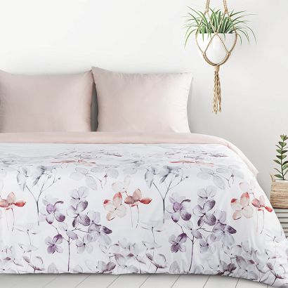 Pościel VERANO8 140x200 Design91 biała pudrowy róż subtelne pastelowe kwiaty