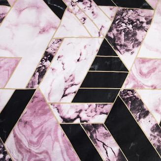 Pościel satyna bawełniana SATYNLOVE 140x200 pudrowa czarna geometryczny marmurek