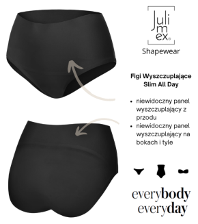 Figi damskie bezszwowe modelujące z wysokim stanem SLIM ALL DAY Julimex 571 czarne