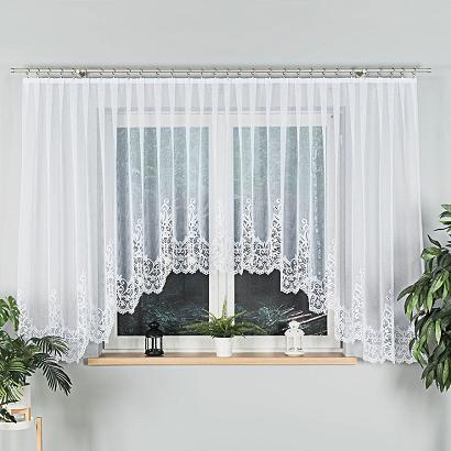 Firanka żakardowa gotowa na żabki BERENIKA 430x160 biała