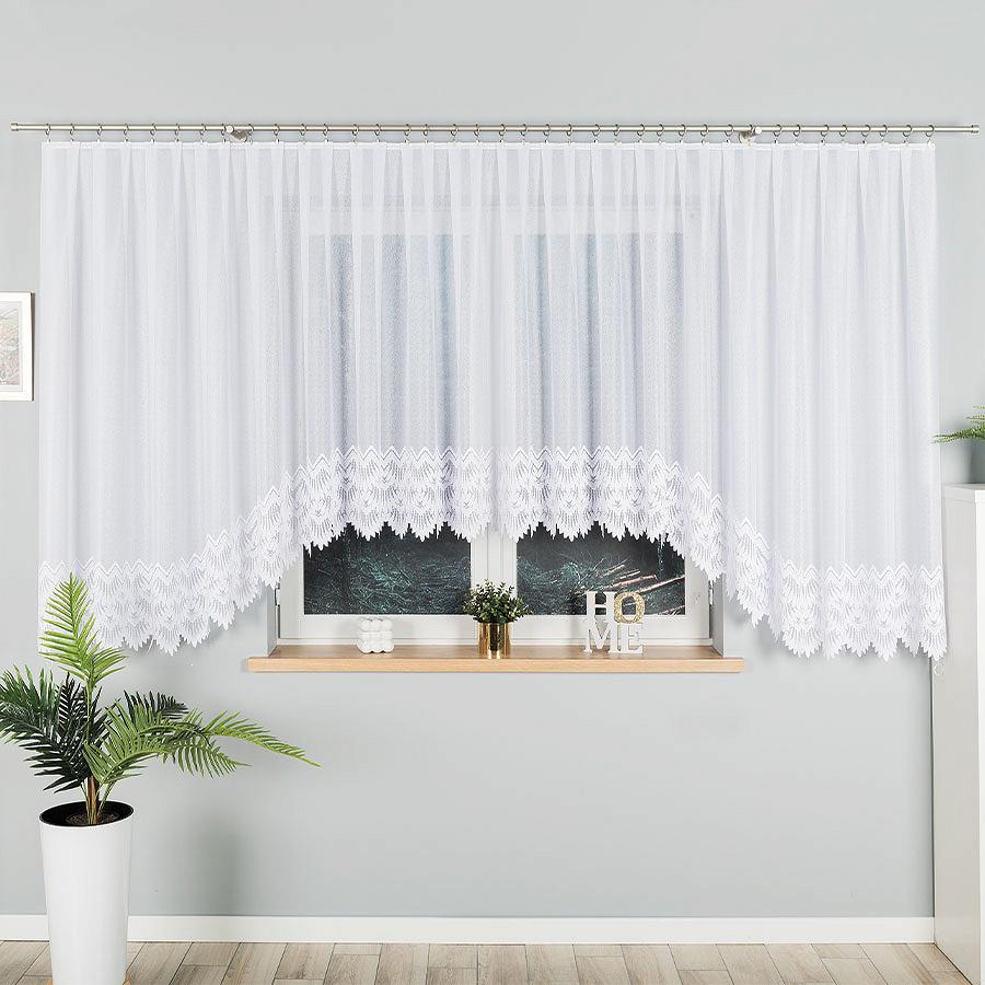 Firanka żakardowa gotowa na żabki FELICJA 600x160 biała