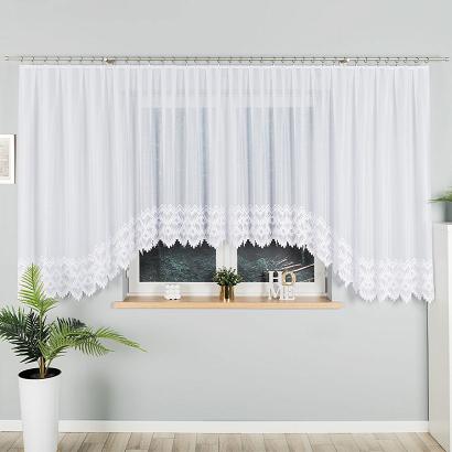 Firanka żakardowa gotowa na żabki FELICJA 600x160 biała