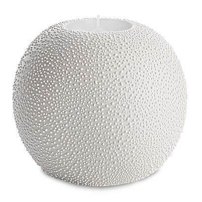 Świecznik dekoracyjny RISO 11x10 Eurofirany kremowy kulisty z efektem kropel rosy