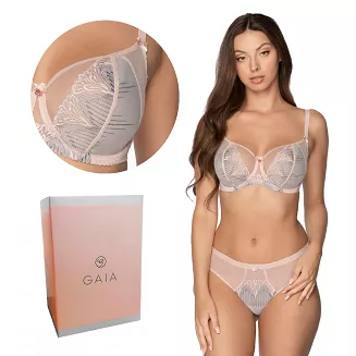 Biustonosz GAIA Balconette Loretta 1187 miękki szaro-różowy