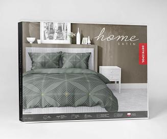 Pościel satynowa 220x200 Detexpol zielona czarna geometryczny wzór a'la kwiaty