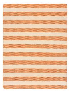 Koc bawełniano-akrylowy 150x200 beżowy pomarańczowy w pasy zygzaki