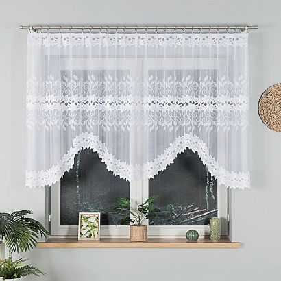 Firanka żakardowa gotowa na żabki BASTIA 300x120 biała