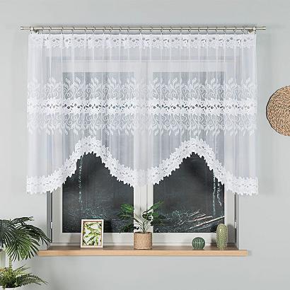 Firanka żakardowa gotowa na żabki BASTIA 300x120 biała