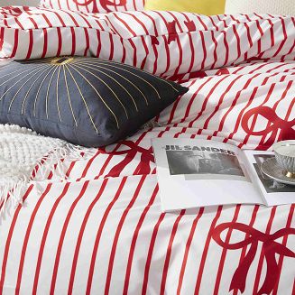 Biała Świąteczna Pościel z Mikrofibry z Nadrukiem 220x200 Xmass Bow