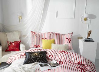 Biała Świąteczna Pościel z Mikrofibry z Nadrukiem 220x200 Xmass Bow