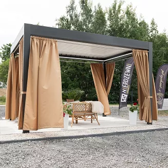 Zasłona gotowa na taśmie GARDENIA 140x250 wodoodporna ogrodowa ciepły brązowy