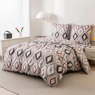 Komplet pościeli dwustronnej 160x200 brązowa w azteckie romby