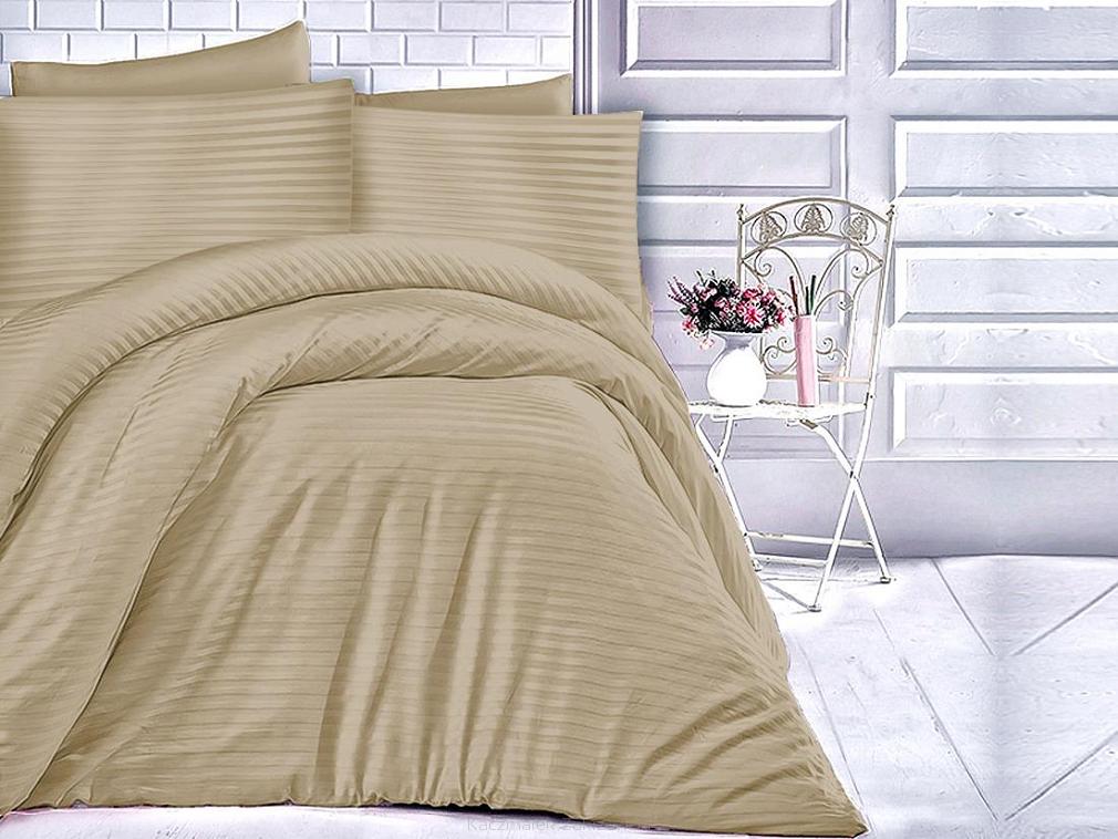 Pościel satyna bawełniana adamaszek 160x200 jasnobrązowa