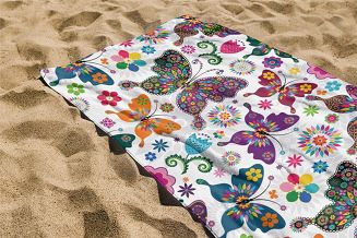 Ręcznik plażowy 100x180 biały folkowe motyle