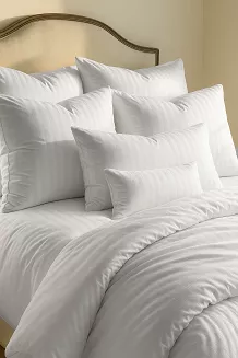 Pościel hotelowa adamaszek 160x200 biała bawełniana pasy 1cm zapinana na zamek