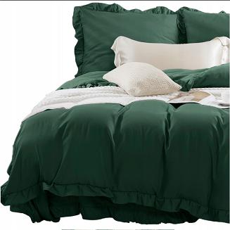 Pościel Ruffy 140x200 butelkowa z falbanką