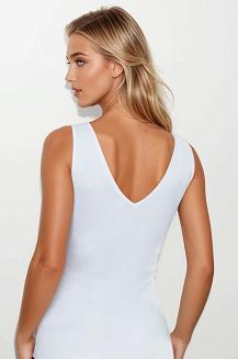 Koszulka damska z szerokimi ramiączkami i koronkowym wykończeniem Ronia biała