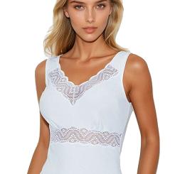 Koszulka damska z szerokimi ramiączkami i koronkowym wykończeniem Ronia biała