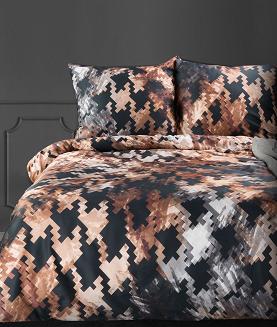 Pościel satynowa ZOJA 160x200 Eurofirany brązowy/czarny