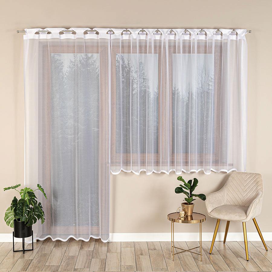 Firanka żakardowa gotowa na szelkach ELZA 140x250 biała