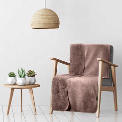 Koc narzuta TEDY 70x160 Eurofirany mocha miękka bukla + ciepły polar